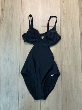 Black One-Piece Cutout Swimsuit